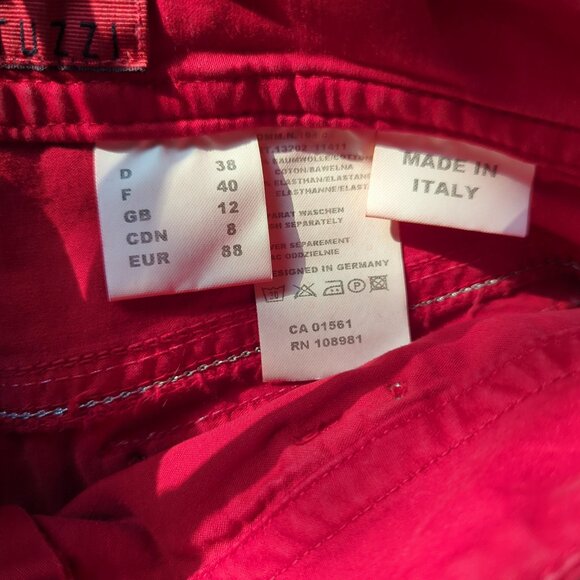 Tuzzi Italy Women's  Red Stretch Soft Denim Jean Pants, Size US 10, F 40 - Picture 5 of 7